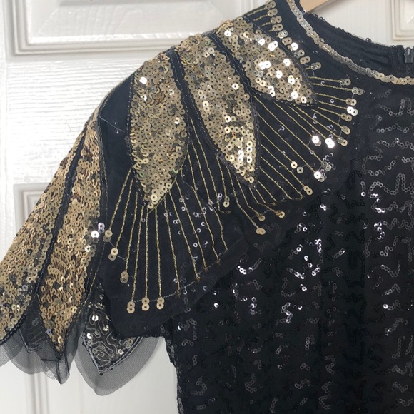 NEW💥Black Sequin Shoulder Cocktail Prom Dress - Picture 7 of 8
